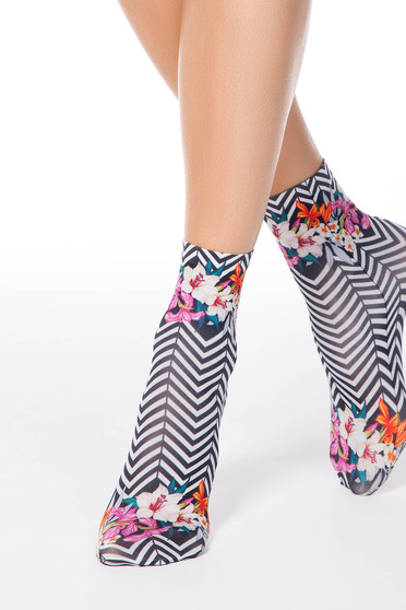 Black socks soft fabric with print details