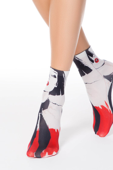 Black socks soft fabric with print details