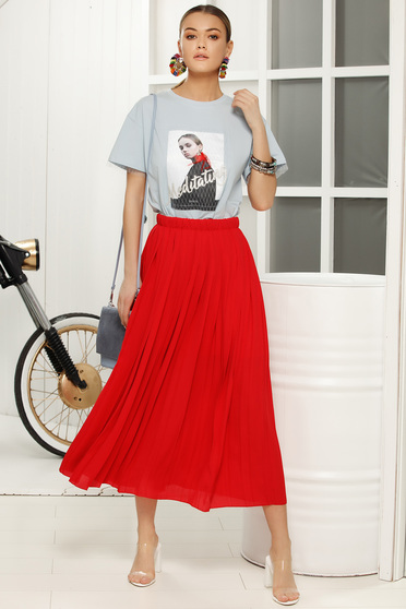 Lightblue casual flared t-shirt short sleeve soft fabric