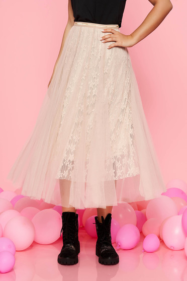 Top Secret peach cloche skirt with medium waist transparent fabric with inside lining