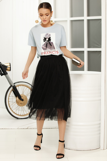 Black midi cloche skirt with medium waist from tulle