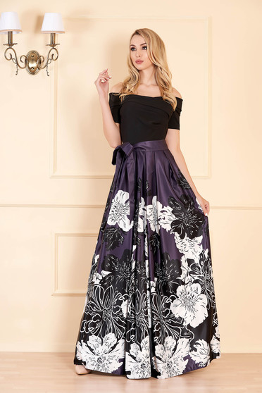Artista purple occasional cloche dress from satin fabric texture with inside lining off shoulder