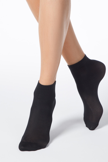 Black socks from elastic fabric net stockings