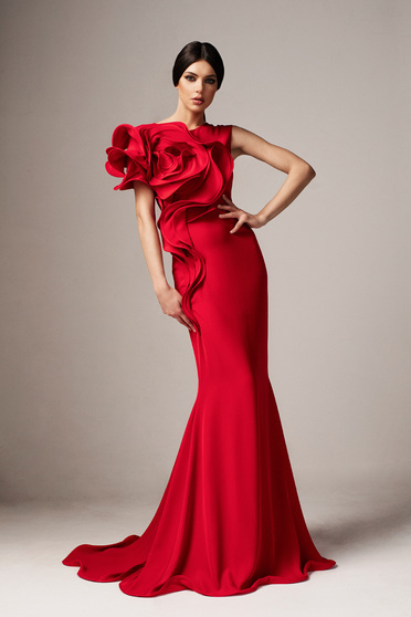 Ana Radu red occasional long mermaid dress with tented cut