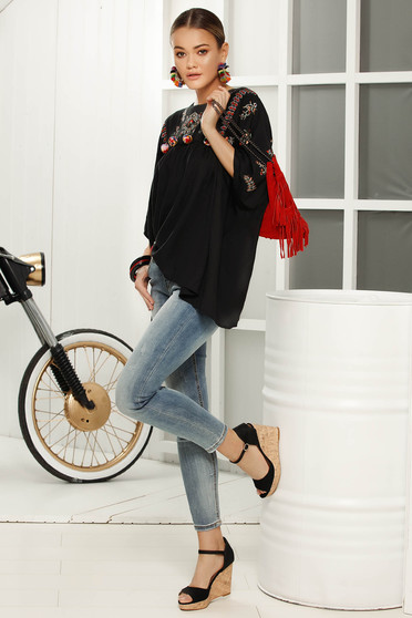 Blue skinny jeans with medium waist slightly elastic cotton