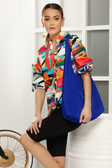 Blue casual bag medium handles with an accessory