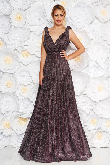 LaDonna purple occasional cloche dress with push-up cups with v-neckline with crystal embellished details