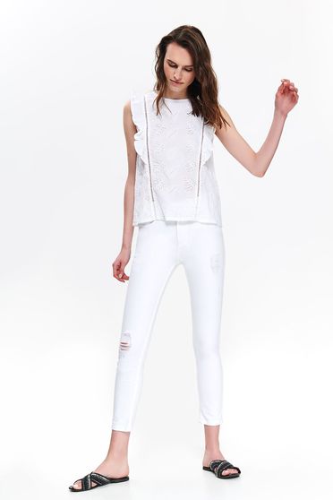 Top Secret white casual high waisted trousers slightly elastic cotton