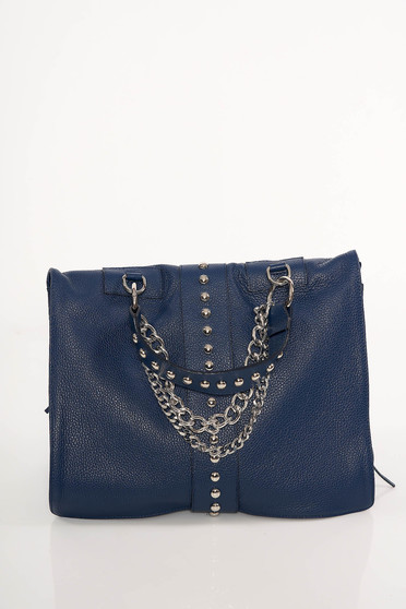 Darkblue bag casual with metallic spikes
