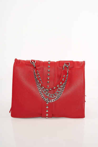 Red bag casual with metallic spikes