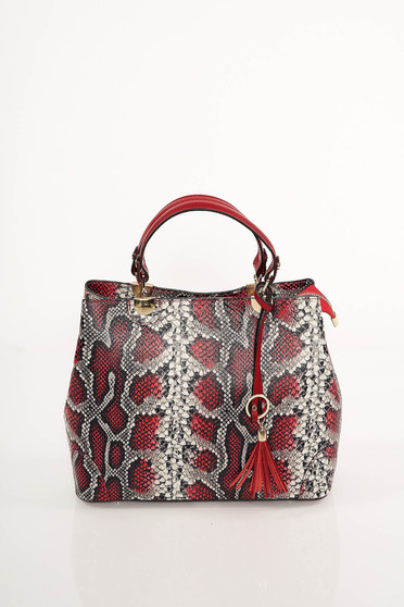 Red bag snake print design short handles