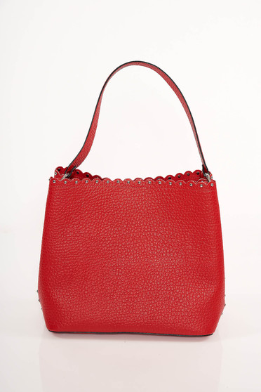 Red office leather bag