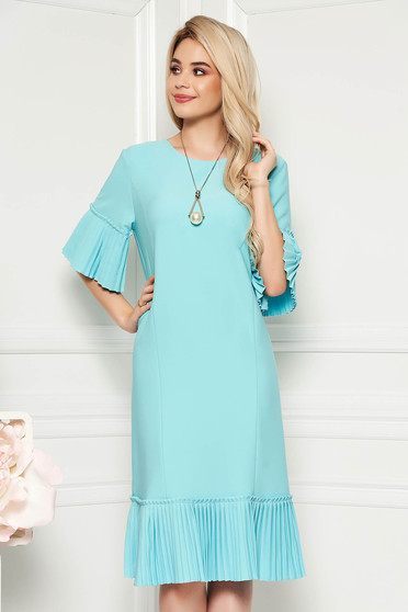 Mint elegant midi straight dress slightly elastic fabric