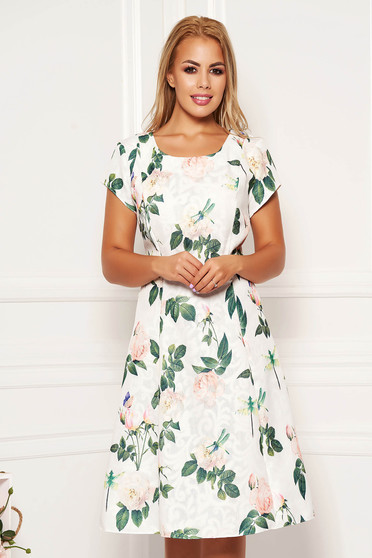 White daily midi cloche dress cotton with floral print