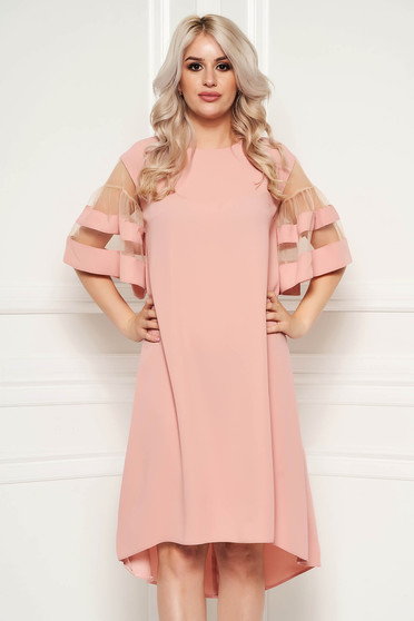 Lightpink elegant flared asymmetrical dress thin fabric