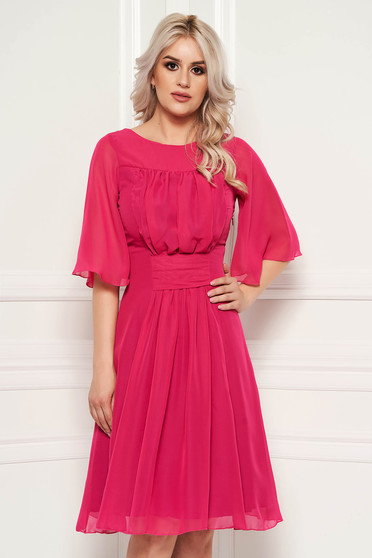 Fuchsia occasional cloche dress from veil fabric with inside lining