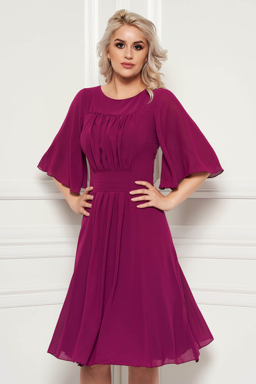 Purple occasional cloche dress from veil fabric with inside lining
