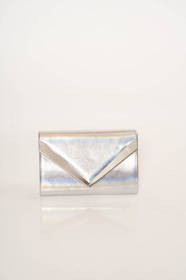 Silver bag clutch occasional metallic chain accessory detachable chain
