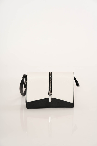 Black bag casual from ecological leather dettachable shoulder strap zipper accessory