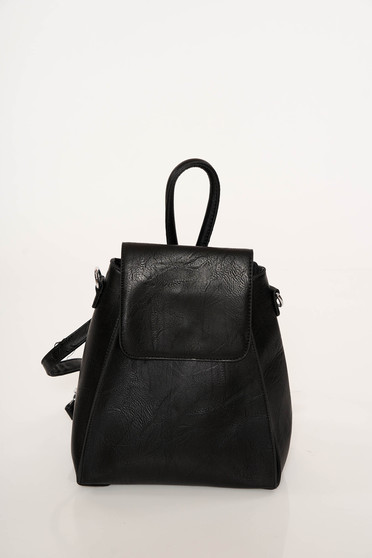 Black backpacks casual from ecological leather adjustable straps