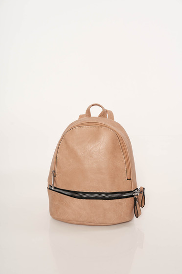 Brown backpacks casual from ecological leather zipper accessory