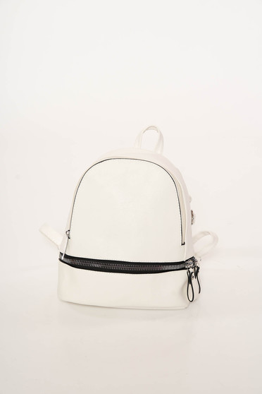 White backpacks casual from ecological leather zipper accessory