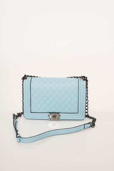 Elegant lightblue bag metallic buckle from ecological leather