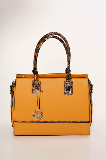 Mustard bag elegant from ecological leather snake print dettachable shoulder strap