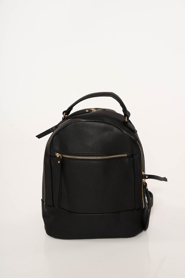 Black bag casual from ecological leather adjustable straps zipper accessory