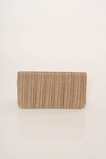 Gold bag clutch elegant metallic chain accessory with one internal pocket compartment