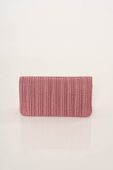 Pink bag clutch elegant metallic chain accessory with one internal pocket compartment