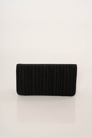 Black bag clutch elegant metallic chain accessory with one internal pocket compartment