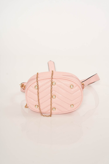 Lightpink bag purse metallic chain accessory with small beads embellished details