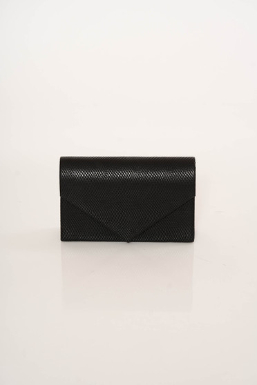 Black bag clutch elegant snake print long chain handle