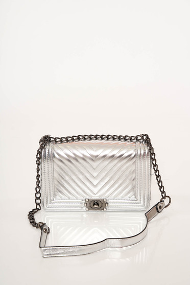 Silver bag elegant from ecological leather