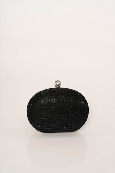 Black bag occasional long chain handle elegant with glitter details