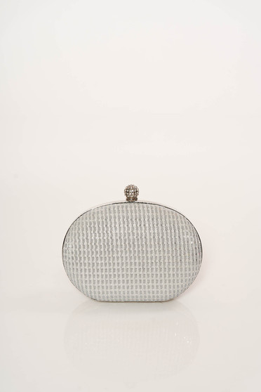 Silver bag occasional long chain handle elegant with glitter details