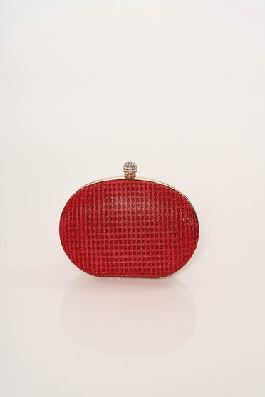 Red bag occasional long chain handle elegant with glitter details