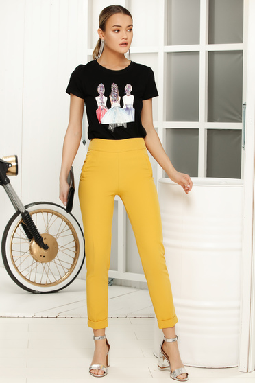 Black casual flared t-shirt short sleeves thin fabric