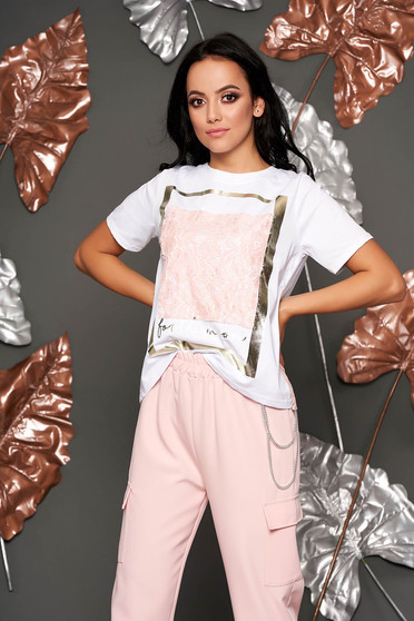 Lightpink casual flared t-shirt short sleeves airy fabric