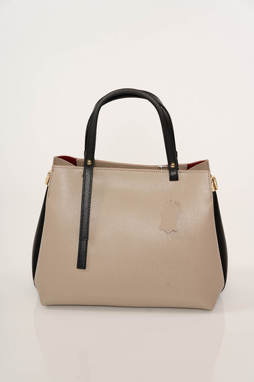 Cream bag elegant from ecological leather with thin straps