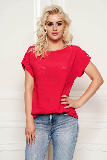 StarShinerS fuchsia women`s blouse elegant flared thin fabric transparent fabric