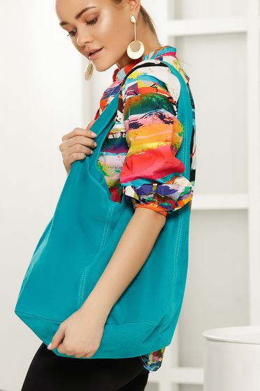 Turquoise casual bag medium handles with an accessory