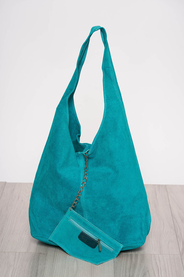 Turquoise casual bag medium handles with an accessory