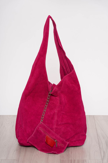 Fuchsia casual bag medium handles with an accessory