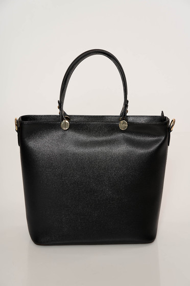 Black bag elegant medium grab handles natural leather