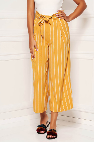 Mustard trousers straight elastic waist