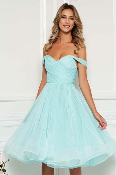 Ana Radu luxurious cloche from tulle with inside lining with push-up cups lightblue dress