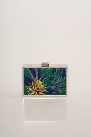 Green bag occasional long chain handle with floral print