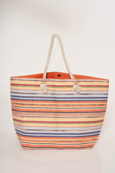 Orange bag beach wear with stripes medium handles